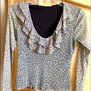 Animal print long-sleeved top